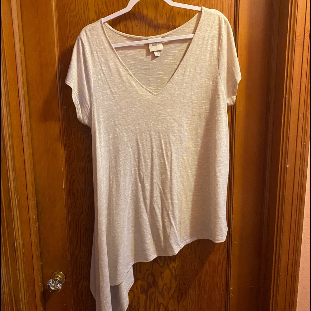 Knox Rose, Cream Asymmetrical Hem, V-Neck, XXL